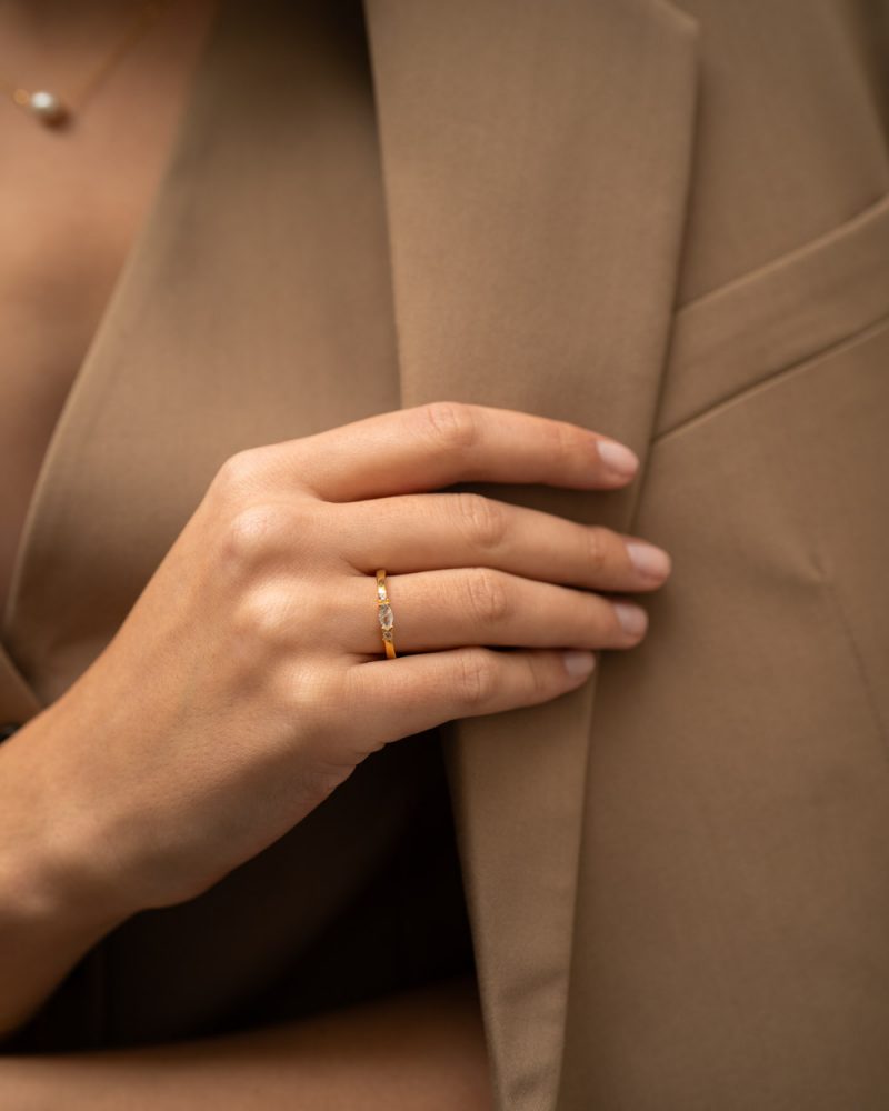 anel de prata dourado DEMARCA, silver ring in goldplated from DEMARCA