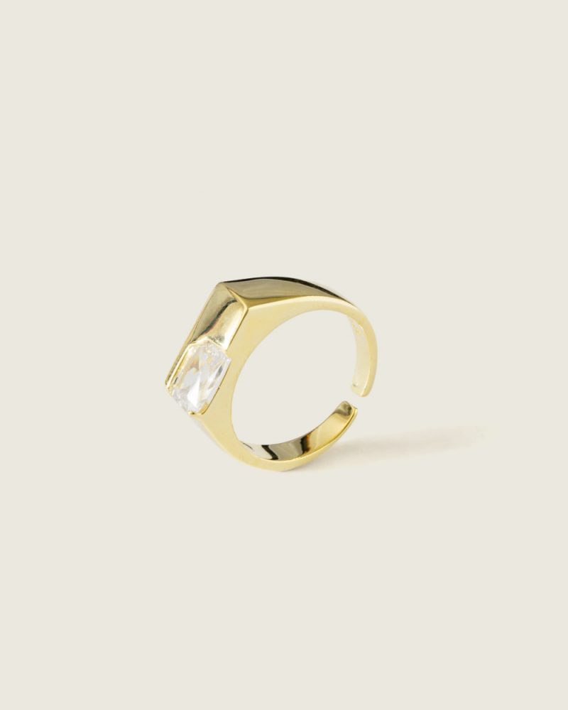 Beth Clear Ring dourado prata 925 demarca