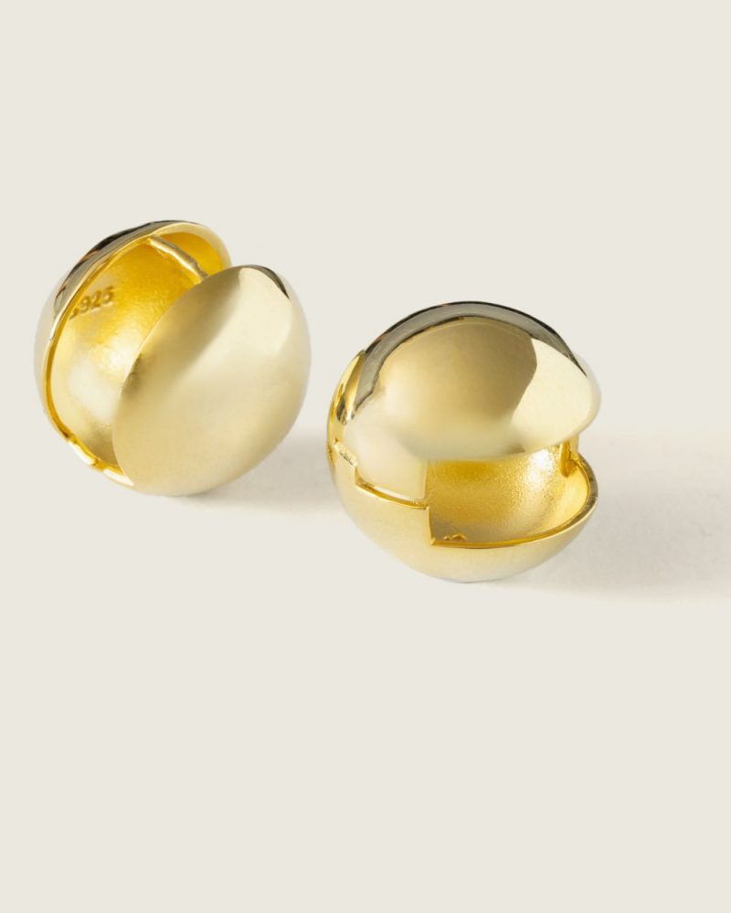 Modern Silver Spheres Hoops dourado prata 925 demarca