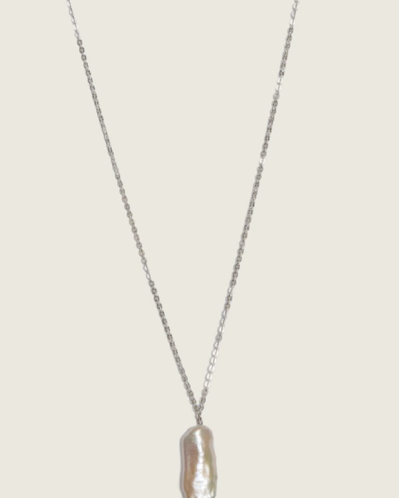 Pearl Drop Necklace rodeado prata 925 demarca