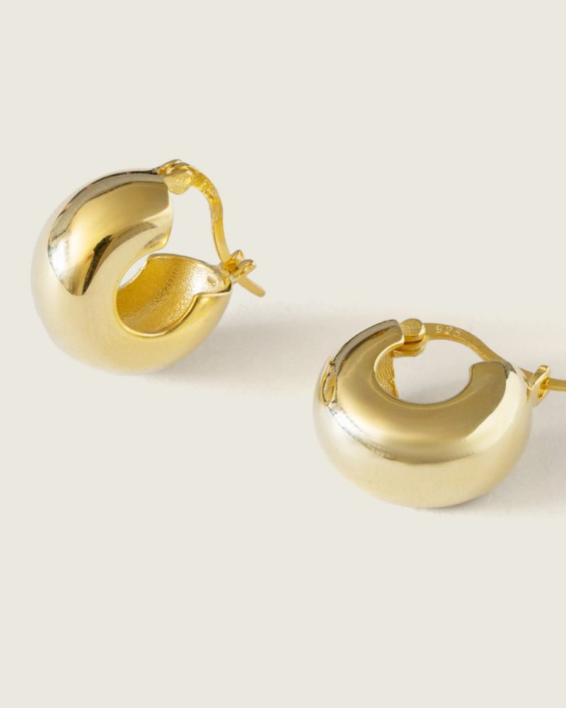 Polished Silver Hoops Earrings dourado prata 925 demarca