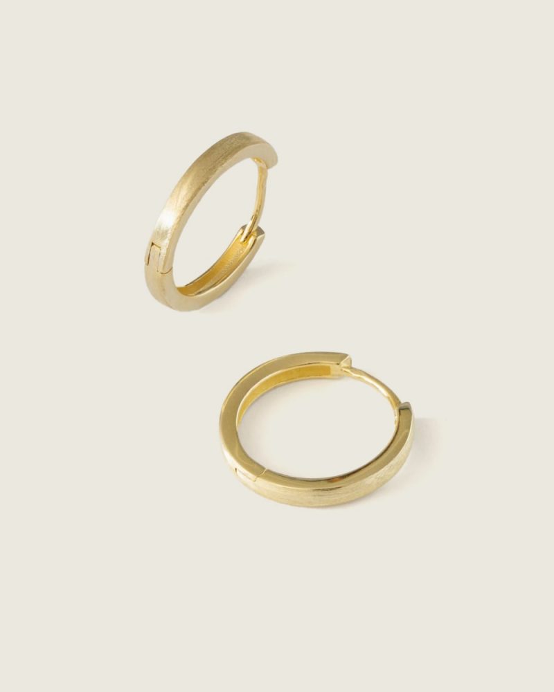 Satin Finish Hoops Earrings dourado prata 925 demarca